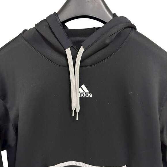 Adidas Mens Hooded Long Sleeve Sweatshirt Size XL Black Pocket - Picture 3 of 6